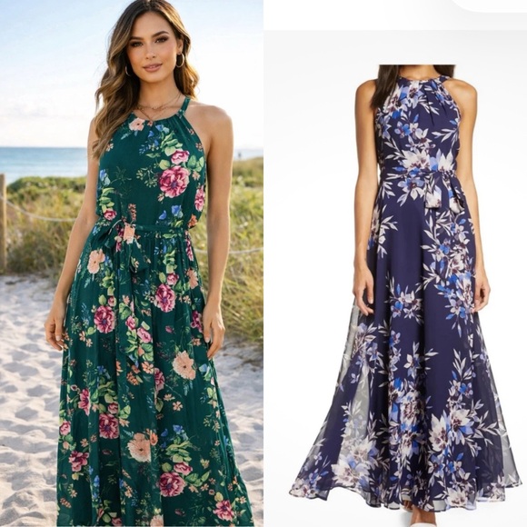 Eliza J Dresses & Skirts - Bundle of Two Eliza J Green and Blue Floral Maxi Dress